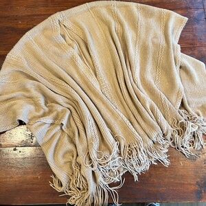 WESTLOOP Beige/Tan Knit Boho Fringed Open Front Shawl/Wrap